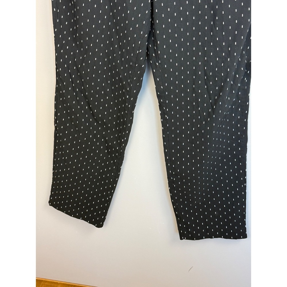 Talbots Trousers Women 16W Black White Dotted Straight Leg Elastic Waist Pants - Picture 9 of 10